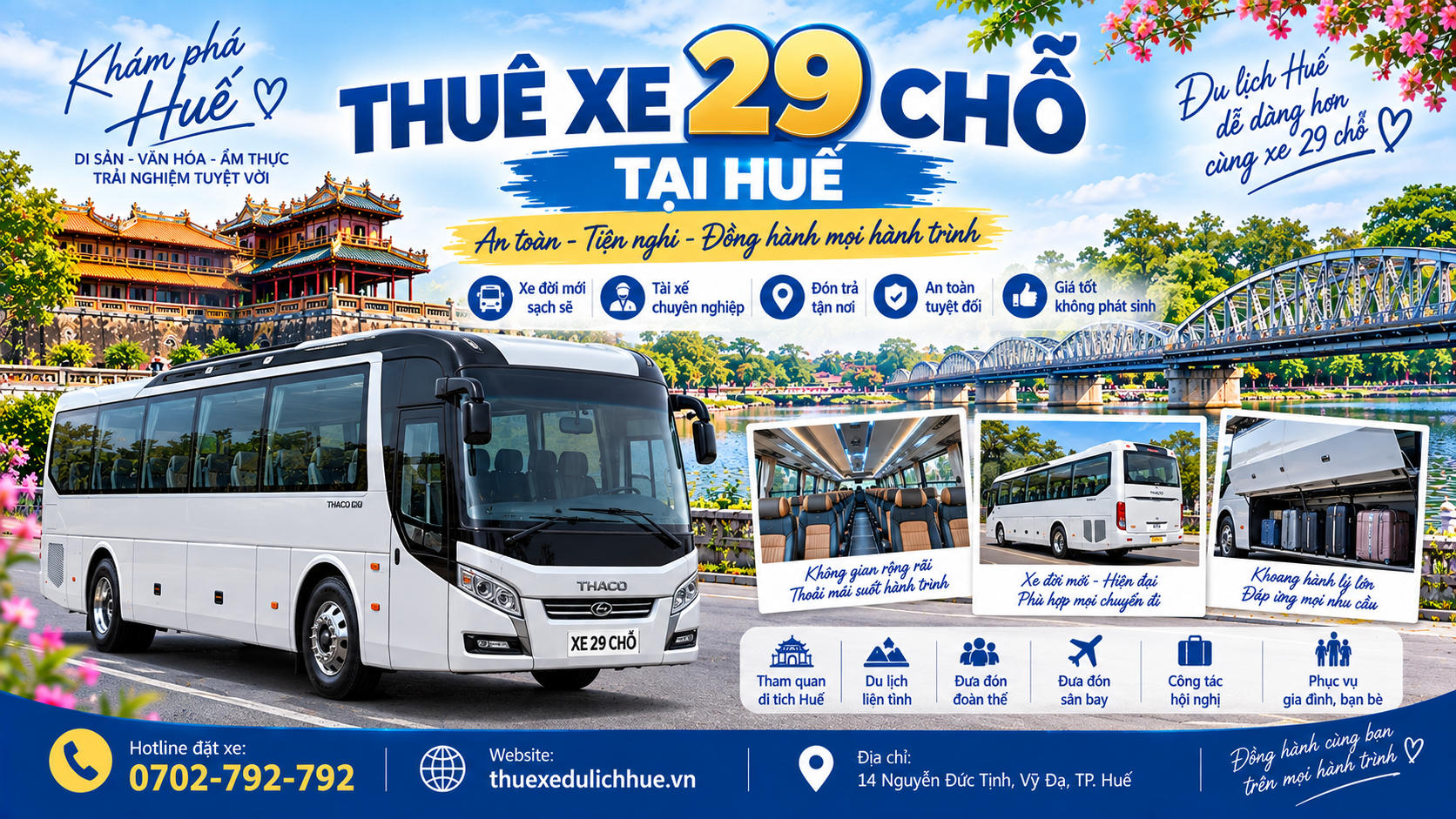 Thuê xe 29 chỗ tại Huế có tài xế
