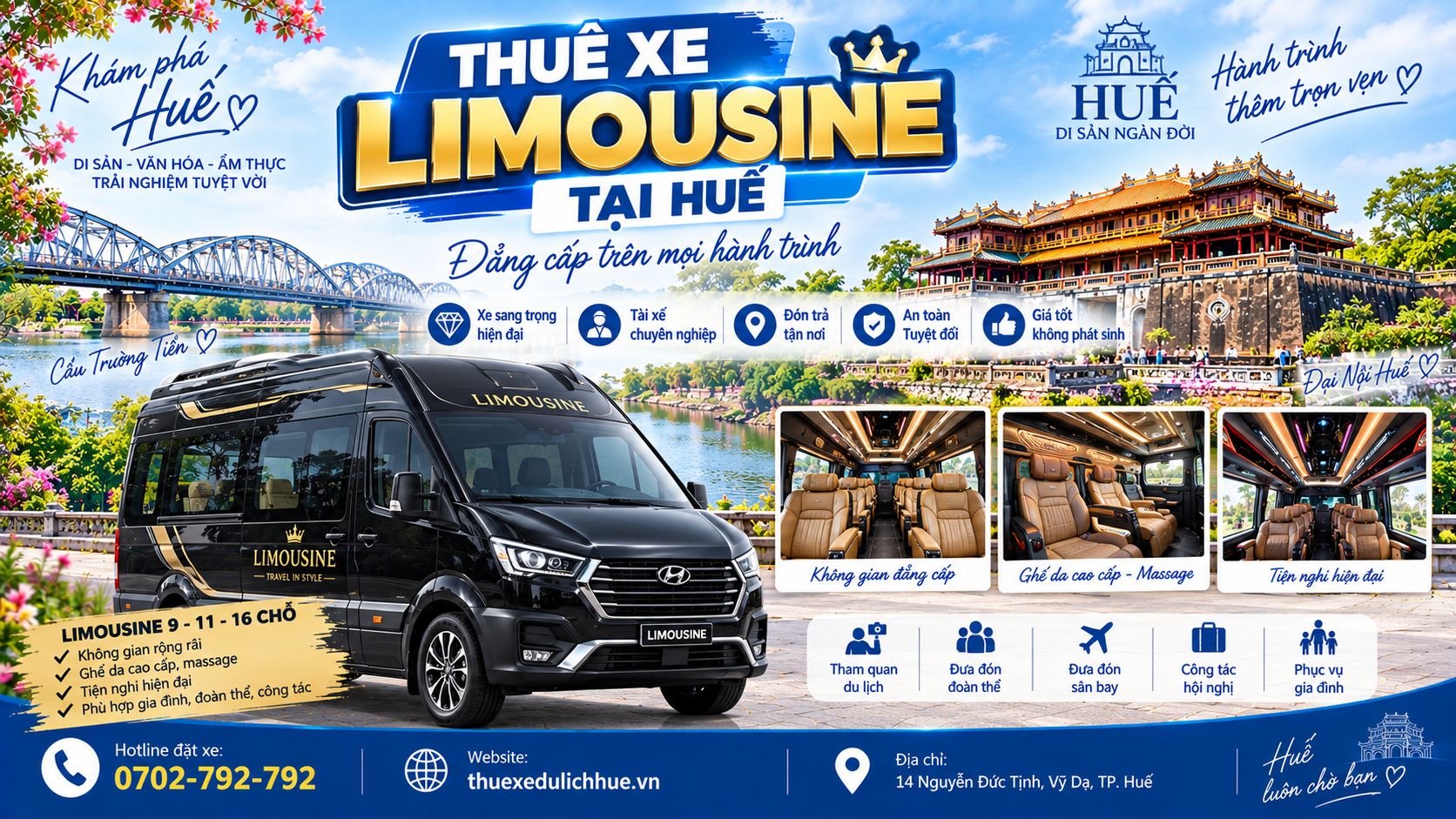 Thuê xe Limousine tại Huế có tài xế – xe du lịch cao cấp