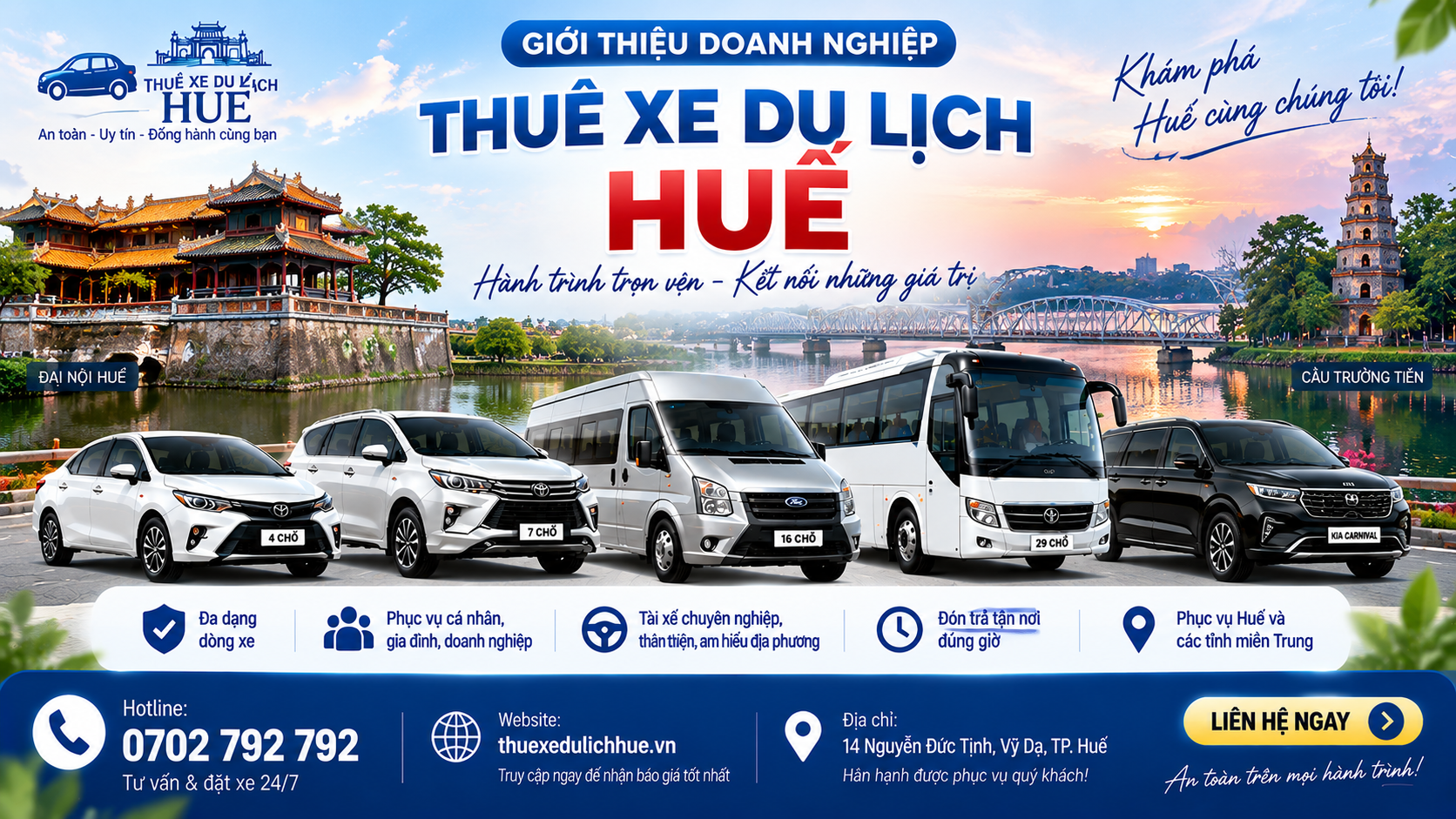 Giới thiệu Thuê Xe Du Lịch Huế có tài xế